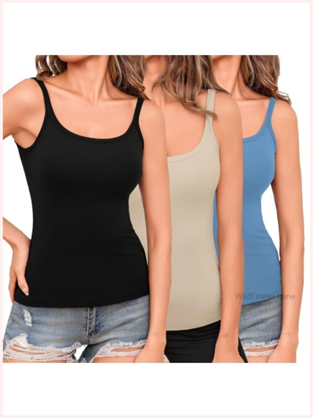 Ribbed Knit Camisole Square Neck Fitted Tank Top Layering Basic Summer Cami